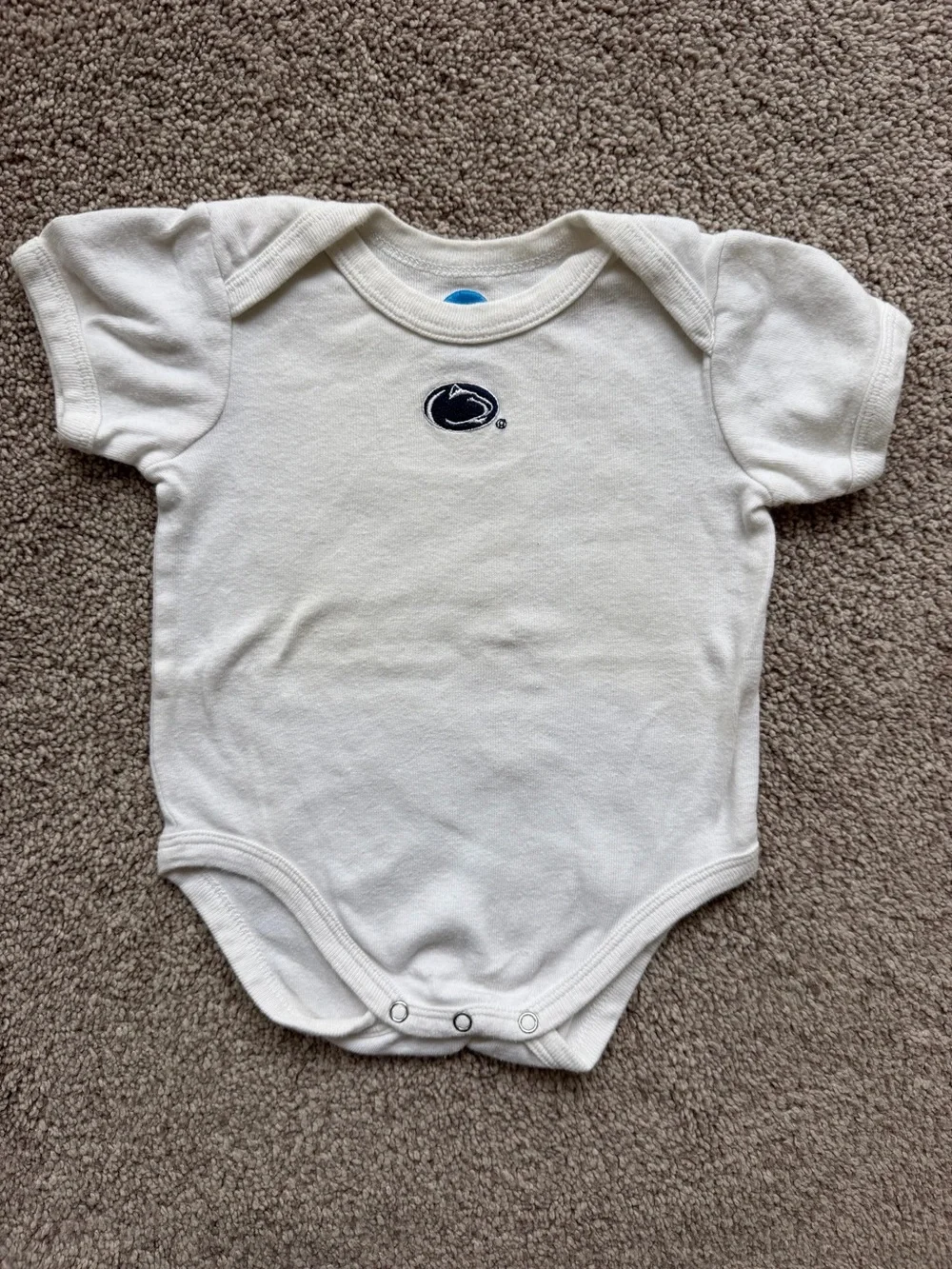 NCAA White Baby One-Piece Bodysuit with Navy Logo